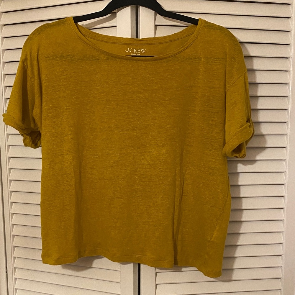 J. Crew Women's Yellow Short Sleeve Linen Tee